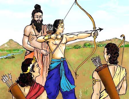 Dronacharya Teaching Arjuna