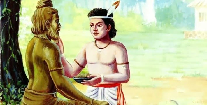 Eklavya Scupting his Guru_s Idol