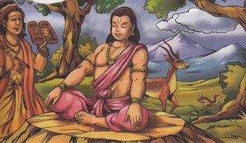 Dhruva meditating on Vishnu