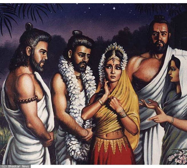 Draupadi and Pandavas in the Forest