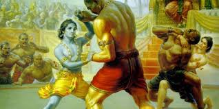 Lord Krishna, Balarama fight Mushtika and Chanura